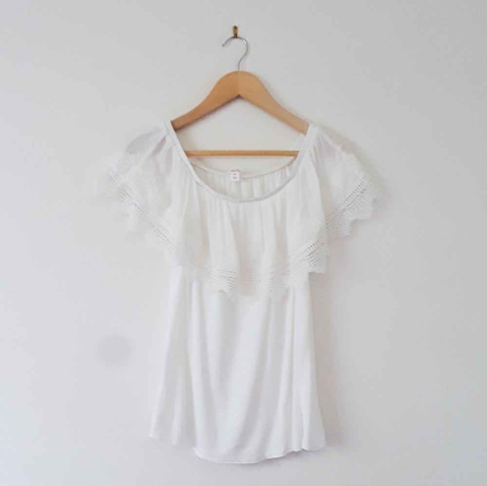 Off the shoulder flounce top